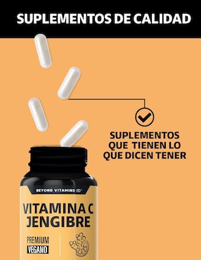 Vitamina C Jengibre Equinácea Ajo Orégano Zinc y Vitamina D3 Beyond Vitamins de 60 cápsulas