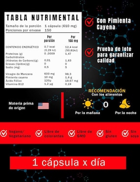 Vinagre de Manzana Natural Smart Nutrition de 150 cápsulas