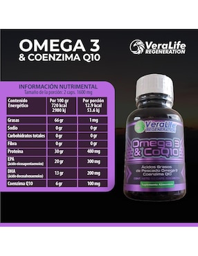 Omega 3 CoQ10 Veralife de 60 cápsulas
