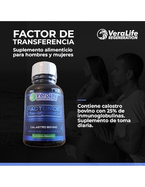 Factor de transferencia Veralife con calostro bovino de 60 cápsulas