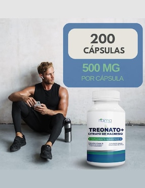 Treonato de Magnesio con Citrato de Magnesio Naima con magnesio de 200 cápsulas
