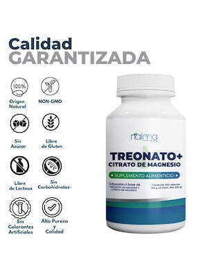 Treonato de Magnesio con Citrato de Magnesio Naima con magnesio de 200 cápsulas