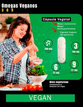 Vegan Omega 3, 6 y 9 Natural Smart Nutrition de 100 cápsulas