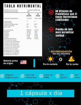 Ultra Probióticos Natural Smart Nutrition con probióticos 60 billones de 60 cápsulas