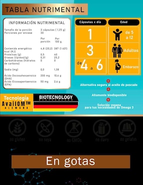 Omega Algae 3 Natural Smart Nutrition con omega 3, epa y dha de 90 cápsulas