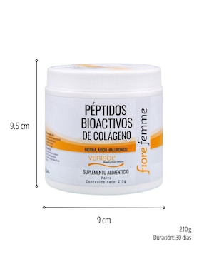 Beauty Péptidos Bioactivos de Colágeno Fiore Femme con ácido hialurónico, biotina sabor naranja
