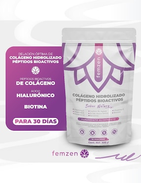 Colágeno Hidrolizado Péptidos Bioactivos Femzen sabor natural de 300 g