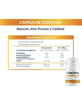 Cúrcuma con Pimienta Negra Naima de 100 cápsulas