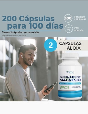 Glicinato de Magnesio Naima con glicinato de 200 cápsulas