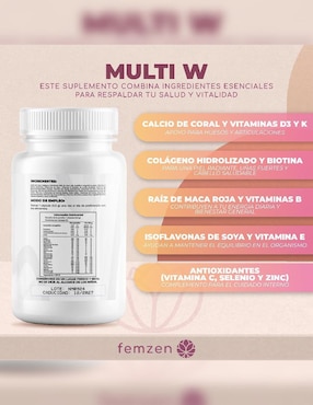 Multi W Femzen (Multivitaminico balanceado para mujer) Femzen de 90 cápsulas