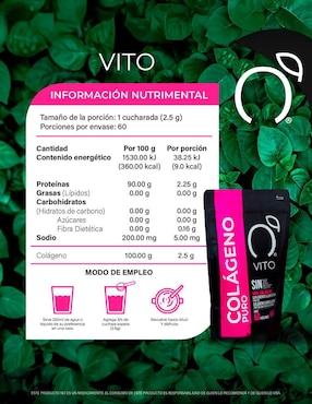 Colágeno Hidrolizado Puro Vito - Vitaminas Totales de 300 g