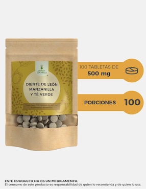 Diente de León Manzanilla y Té Verde Lemon Cochella con hoja de diente de león de 100 tabletas