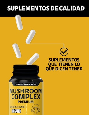 Mushroom Complex 6 hongos adaptógenos Beyond Vitamins de 60 cápsulas