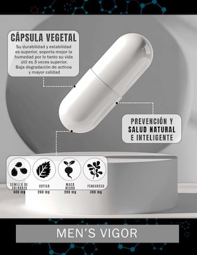 Mens Vigor Natural Smart Nutrition con fenogreco, maca negra y tribulus de 90 cápsulas