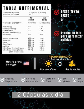 Mens Vigor Natural Smart Nutrition con fenogreco, maca negra y tribulus de 90 cápsulas
