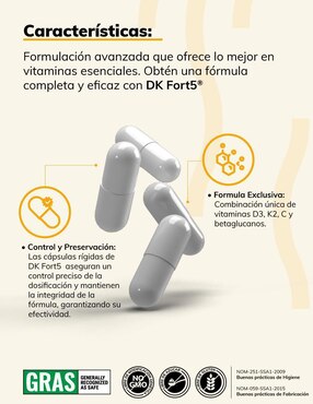DK Fort 5 Inmunomedi con vitamina d3 y k2 de 120 cápsulas
