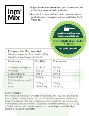 InmMix Inmunomedi con proteína de chícharo sabor vainilla de 1000 g