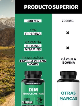 Diindolilmetano Avanzado Con Piperina Beyond Vitamins de 60 cápsulas