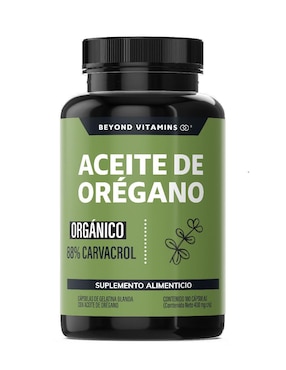Aceite de Oregano Orgánico Natural con Carvacrol Beyond Vitamins sabor natural de 180 cápsulas