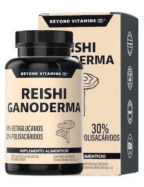 Reishi Ganoderma alto en Betaglucanos y Polisacáridos Beyond Vitamins de 60 cápsulas