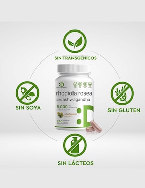 Rhodiola Rosea con Ashwagandha Deal Supplement con ashwagandha de 240 cápsulas