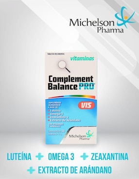 Complement Balance Pro VIS Michelson Pharma con luteina, zeaxantina y omega sabor arándano de 30 tabletas
