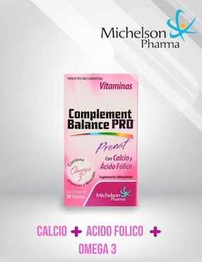 Complement Balance PRO Prenat Michelson Pharma con calcio de 30 tabletas