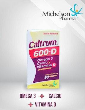 CALTRUM 600 D Michelson Pharma con calcio, vitamina d3 y omega 3 de 60 tabletas