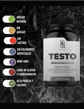 Testo Naima con ácido aspártico, fenogreco, maca negra, tribulus, arginina, citrulina, zinc, creatina y d3 de 240 cápsulas