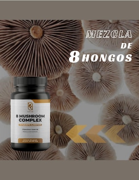 8 Mushroom Complex Naima con reishi, chaga, melena de león, maitake, shiitake, cola de pavo y cordyceps de 100 cápsulas
