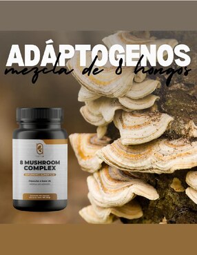 8 Mushroom Complex Naima con reishi, chaga, melena de león, maitake, shiitake, cola de pavo y cordyceps de 100 cápsulas