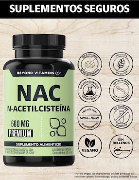 NAC N-Acetil Cisteína con Inulina de Agave Beyond Vitamins de 180 cápsulas