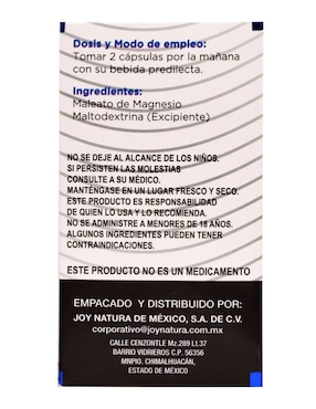 Malato Magnesio Joy Natura de 30 cápsulas