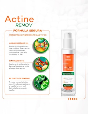Sérum antiacné facial Actine Concentrado Anti?imperfecciones Renov Darrow Actine de piel mixta y grasa