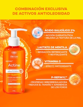 Limpiador facial Gel Vitamina C Darrow Actine para acné