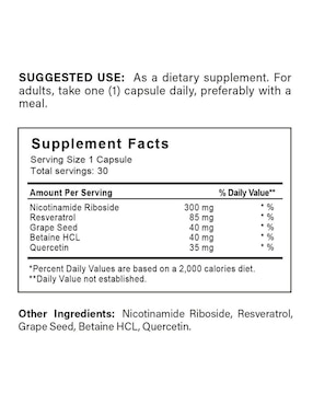NAD+ Naturelab con nad+ (nicotinamide adenine dinucleotide) de 30 cápsulas