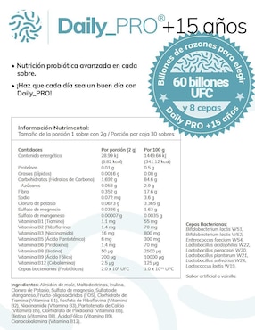 Daily Pro + 15 Inmunomedi con probióticos sabor vainilla de 30 piezas