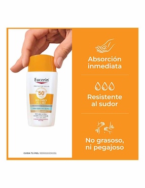 Tratamiento facial Eucerin Sun Hydrofluid Tono Medio FPS50+ Eucerin Sun para eliminar el brillo