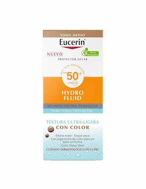 Tratamiento facial Eucerin Sun Hydrofluid Tono Medio FPS50+ Eucerin Sun para eliminar el brillo