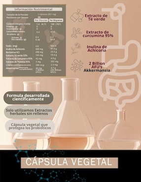 Akkermansia Booster GLP 1 Natural Smart Nutrition con berberina de 60 cápsulas