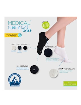 Tin diabético Medical Confort de algodón unisex 3 pares