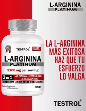 L-Arginina Platinum Testrol con arginina de 90 cápsulas