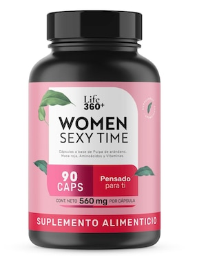 Women Sexy Time Life360+ con Maca Roja, Zinc y Vitaminas 90 Cápsulas Life360+