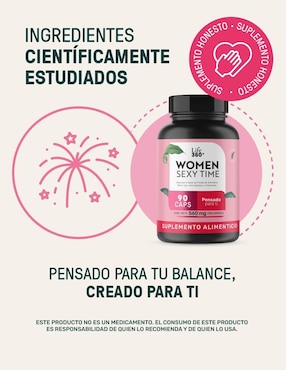 Women Sexy Time Life360+ con Maca Roja, Zinc y Vitaminas 90 Cápsulas Life360+