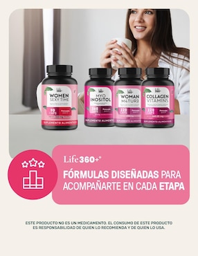 Women Sexy Time Life360+ con Maca Roja, Zinc y Vitaminas 90 Cápsulas Life360+