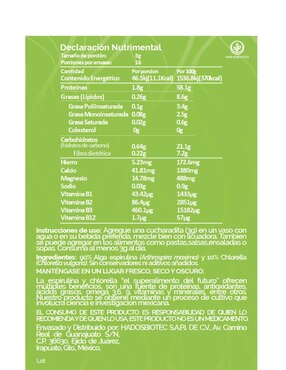 Alga Espirulina + Chlorella Hadosbiotec con alga espirulina de 100 g