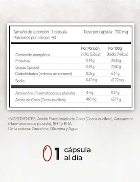 Astaxantina + Aceite de Coco MAKLEN Maklen de 90 cápsulas