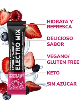 Electrolitos sin azúcar efervescente Beyond Vitamins sabor frutos rojos de 160 g