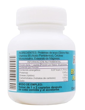 Vitamina B5 Pantotenico Riket Natural Riket Natural de 30 cápsulas