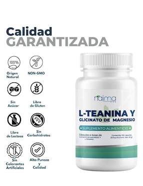 L - Teanina y Glicinato de Magnesio Naima con l-teanina de 100 cápsulas